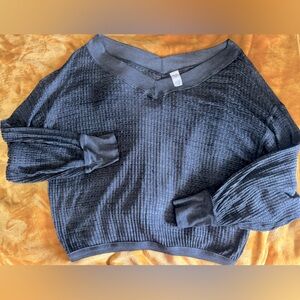 Free People gray and greenOff-the-Shoulder blouse